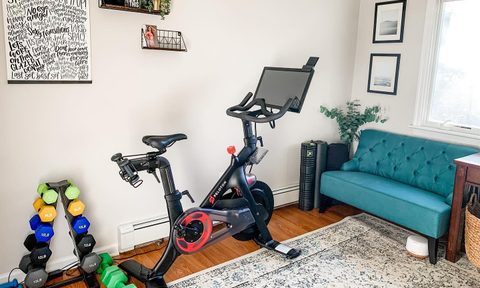 Peloton bike at home.