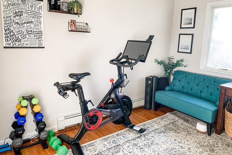 Peloton bike at home.