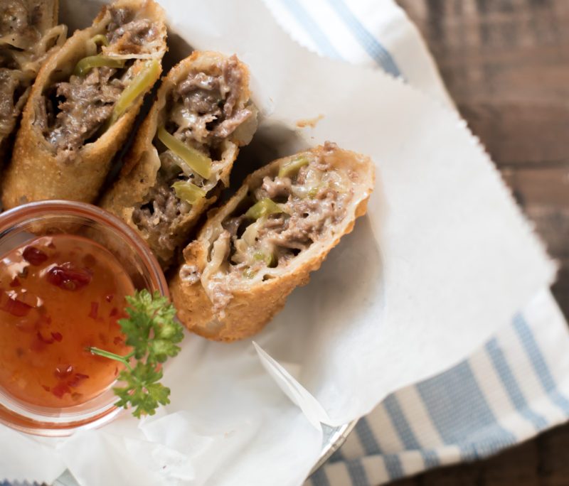 Philly cheesesteak egg rolls
