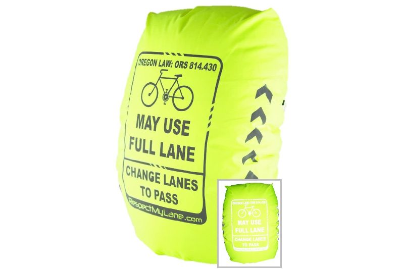 Respect My Lane reflective backpack cover