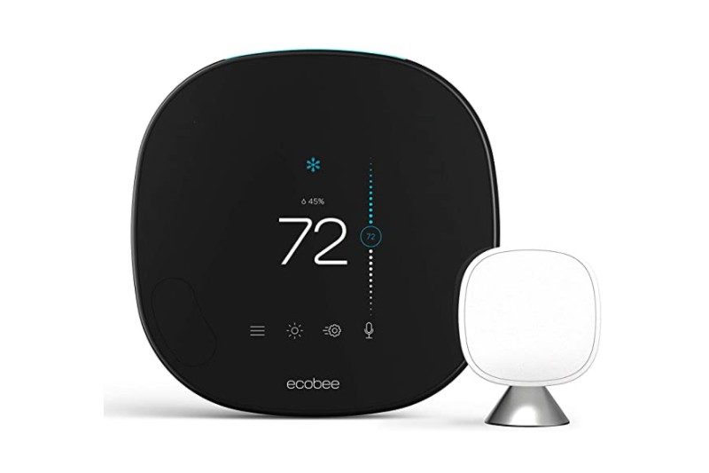 Ecobee smart thermostat on a white background.