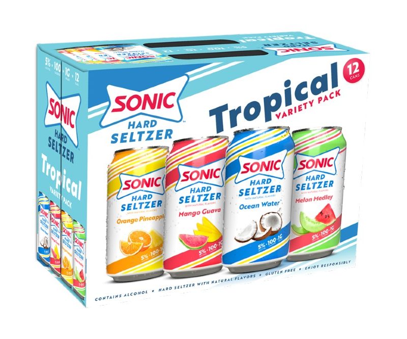 A pack of Sonic Hard Seltzer on a white background.