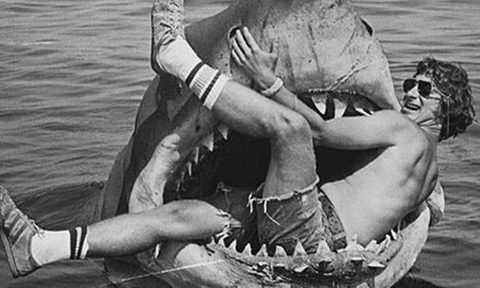 Steven Spielberg in the mouth of Jaws