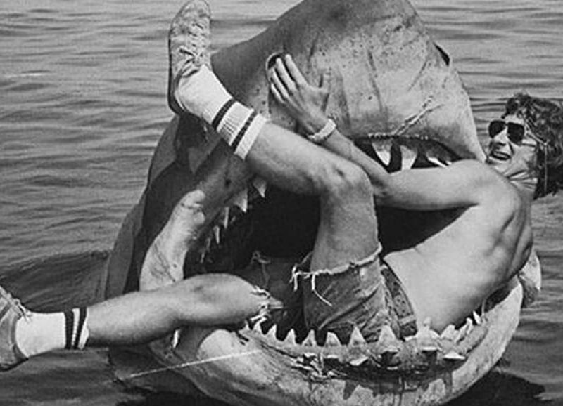 Steven Spielberg in the mouth of Jaws