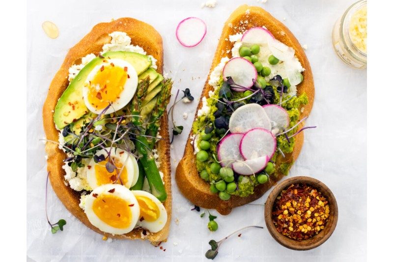 Spring avocado toast two ways