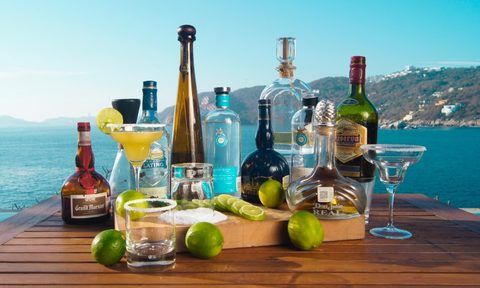 Tequila on a wood table
