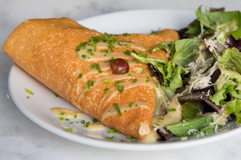 Turkey, grapes and brie crepes