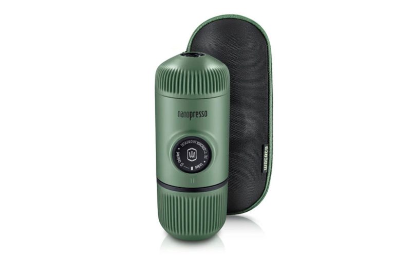 Nanopresso Portable Espresso Maker isolated on a plain white background.