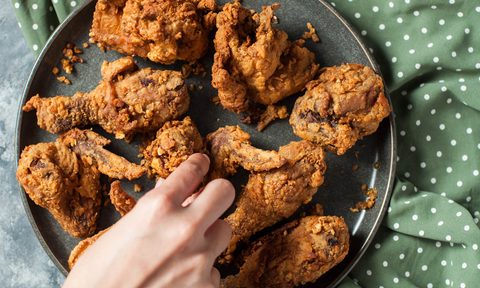 recipe southern fried chicken garlic butter on a dining table