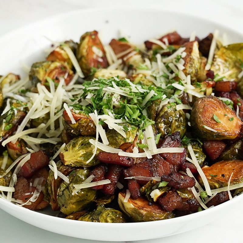 Air fryer balsamic-pancetta Brussels sprouts