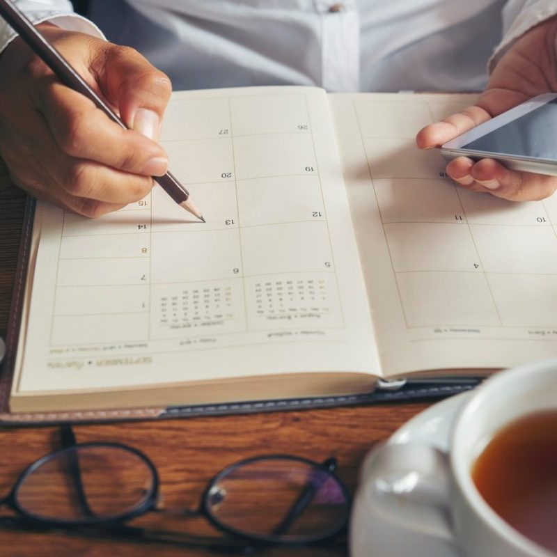 Writing in a planner