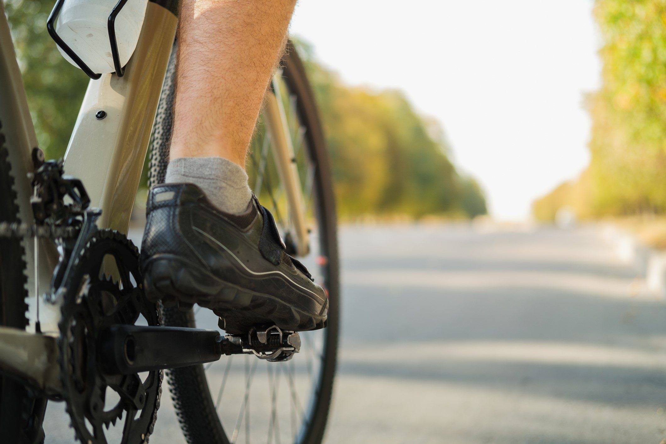 Man cycling on road