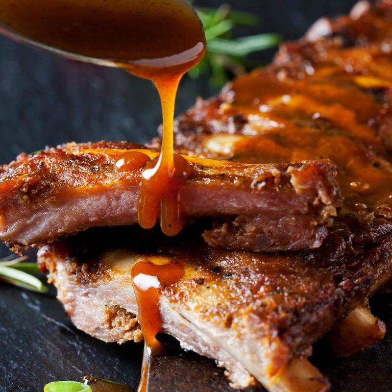 Ribs with sauce dripping off