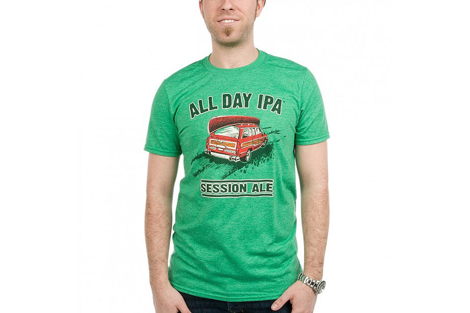 Founders Brewing Co. All Day <entity>IPA</entity> shirt worn by a model.” width=”800″ height=”800″></span></p>
<p>Founder’s Brewing Co. hit the nail on the head when it first released All Day <entity>IPA</entity>. Whether or not dad likes hops, the All Day artwork is a perfect weekend tribute.</p>
<p style=