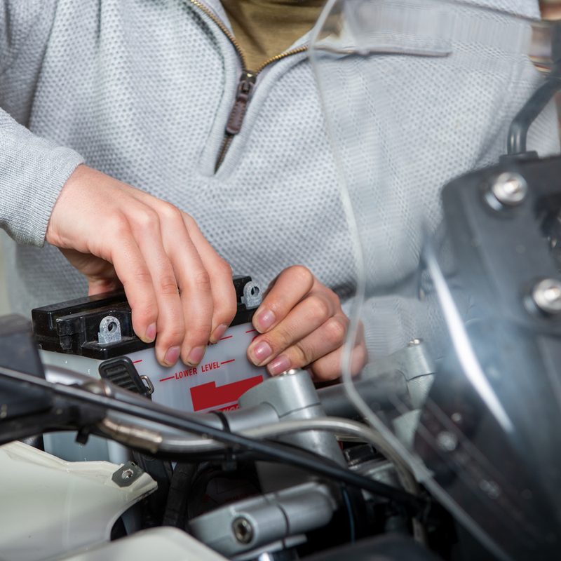 An installation of the motorbike battery
