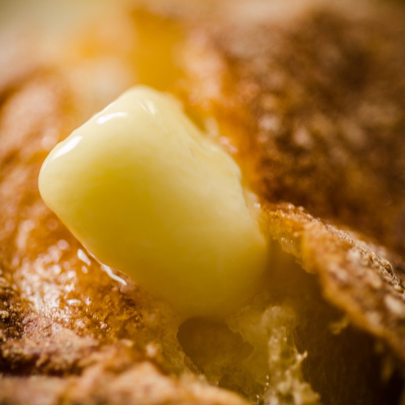Close-up of butter melting