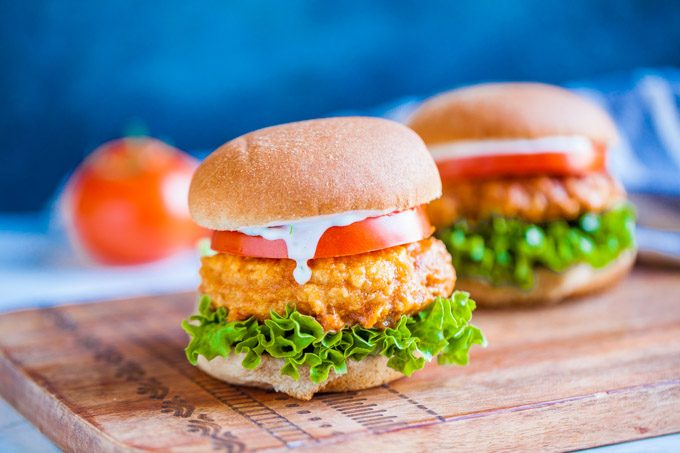 Vegan buffalo chickpea sandwiches