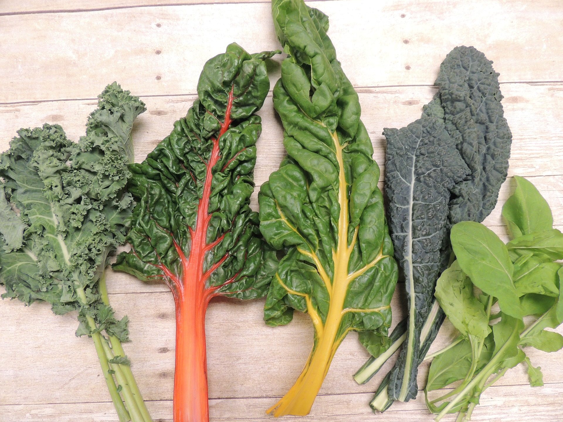 Dark leafy greens like kale, chard, and spinach