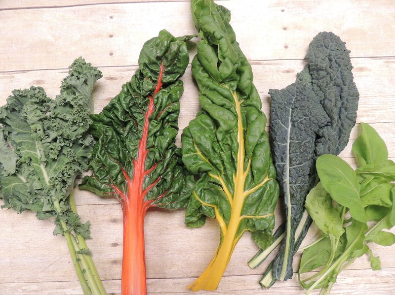 Dark leafy greens like kale, chard, and spinach