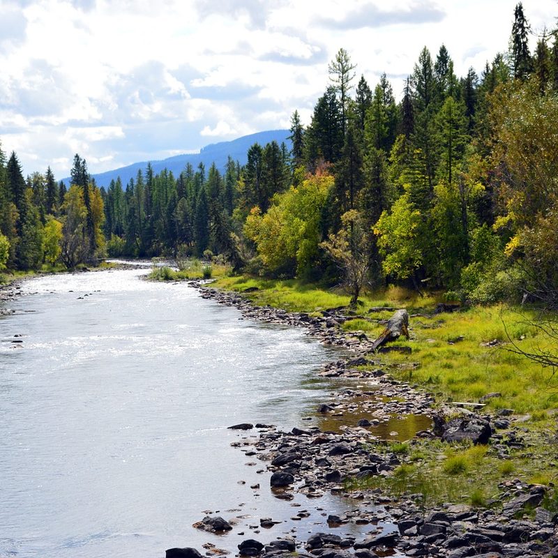 Montana River with mountains in background