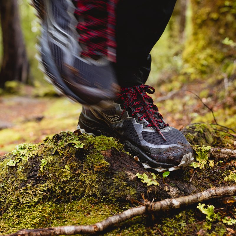 Closeup of running shoes.