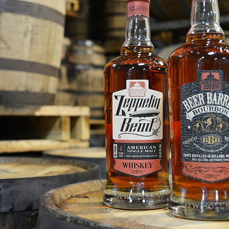 Bottles of New Holland Beer Barrel Bourbon.