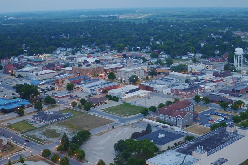 A birds-eye view of Newton, Iowa.
