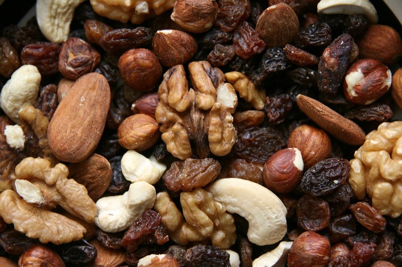 Closeup of a pile of mixed nuts.