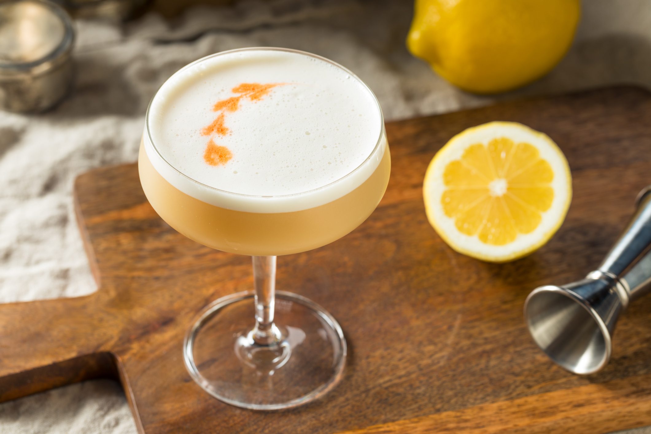 A drink with cocktail bitters.