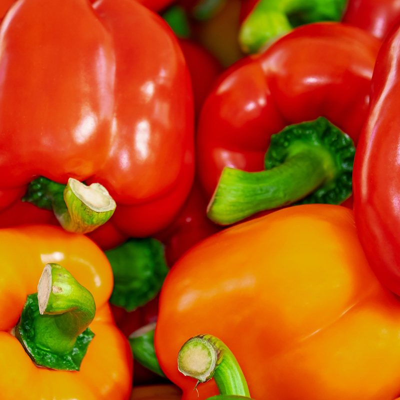 Red and orange peppers.
