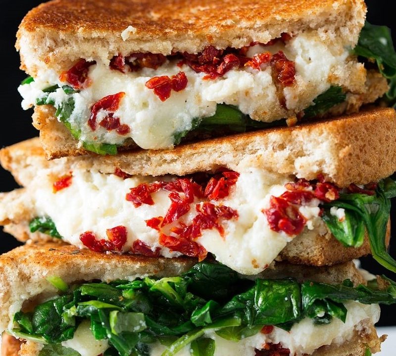 Sun-dried tomato spinach and ricotta grilled cheese