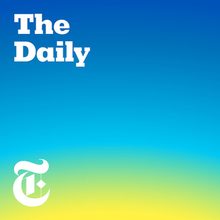 New York Times' The Daily podcast logo in blue, turquoise, and yellow.