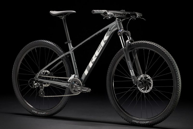 Trek Marlin 5 Gen 2 mountain bike on a black studio background.