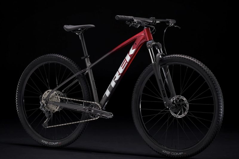 Trek Marlin 6 (Gen 2) mountain bike against a plain black studio backdrop.
