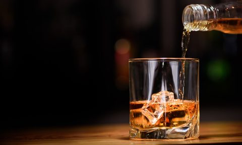 Pouring whiskey into a glass