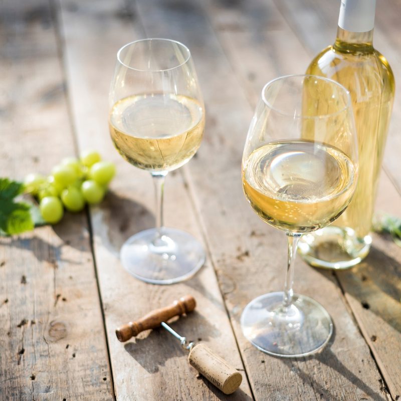 White wine on summer day outdoor