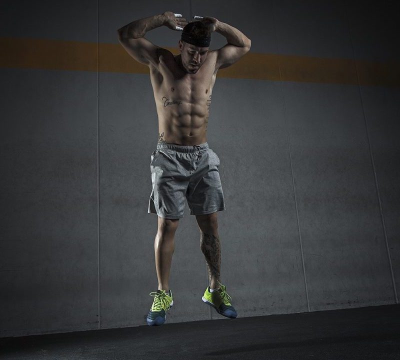 Man doing burpee