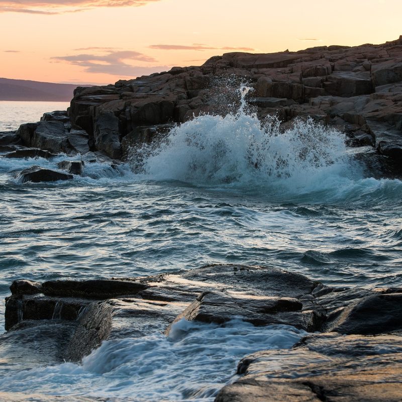 Waves crashing at Acadia National Park