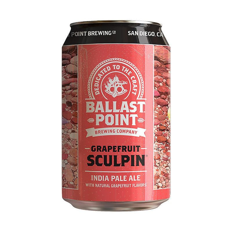 Ballast Point Grapefruit Sculpin IPA on a white background.