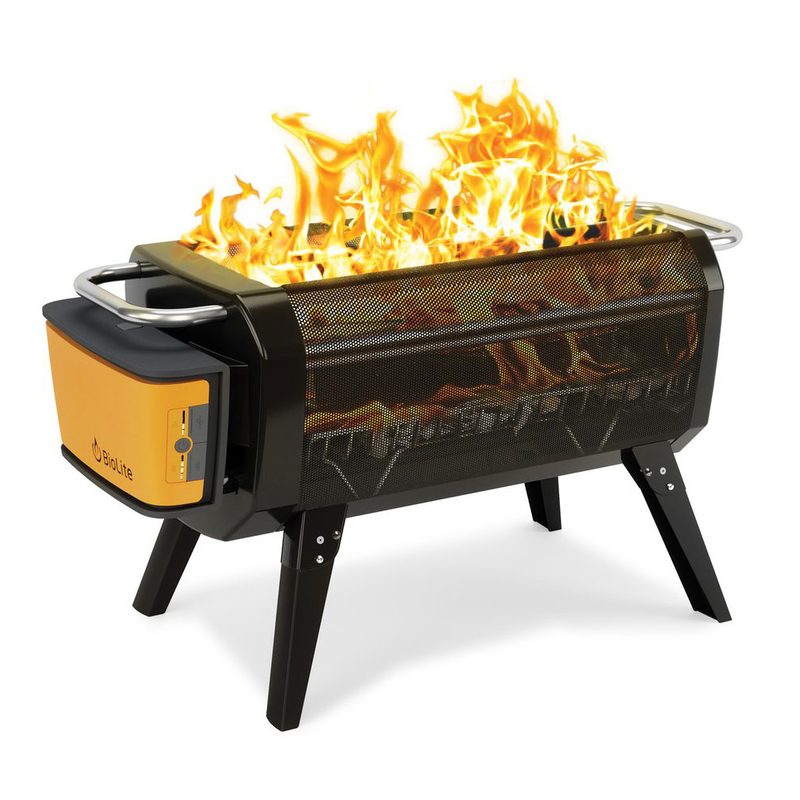 BioLite's FirePit displayed with a fire roaring.