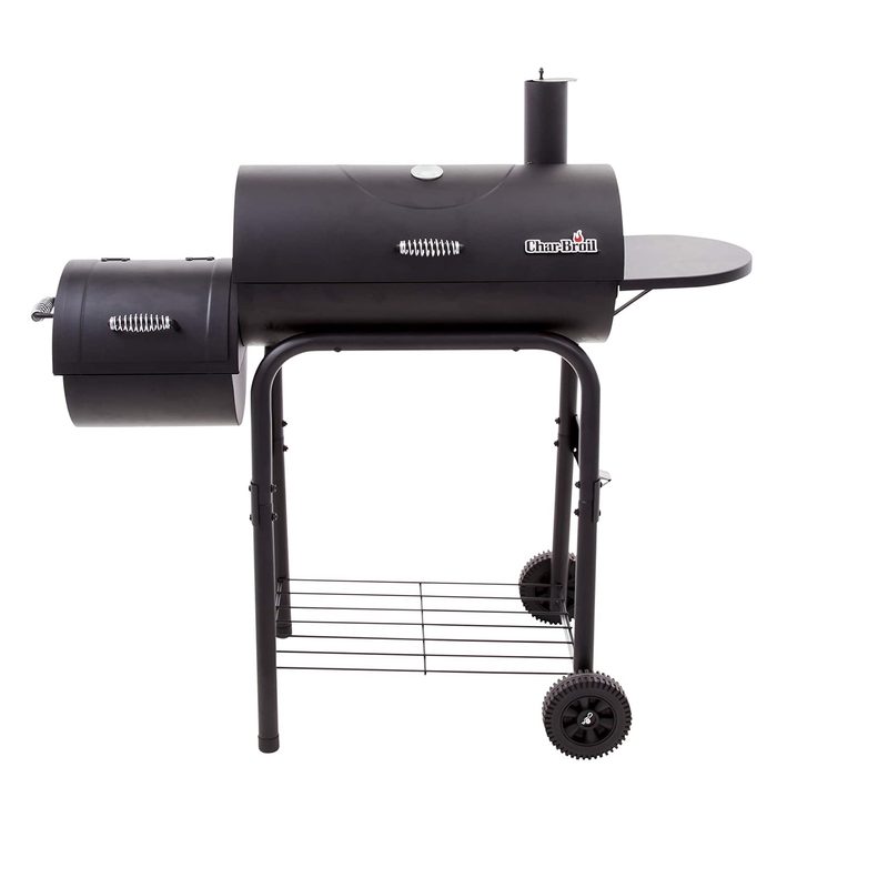 Char-Broil American Gourmet Grill with Offset Smoker on white background.