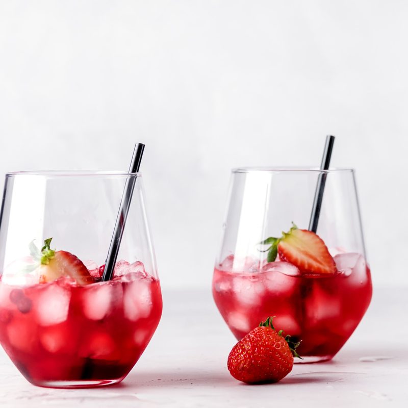 Glasses of cosmopolitan cocktail.
