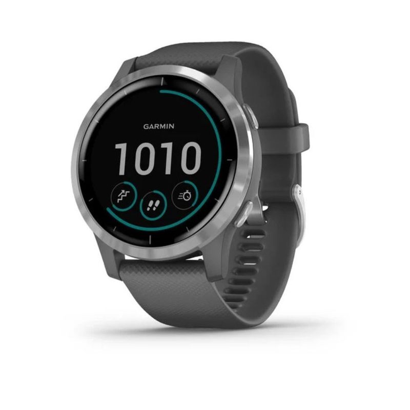 Garmin Vivoactive 4 Smartwatch with silver stainless bezel and grey styling