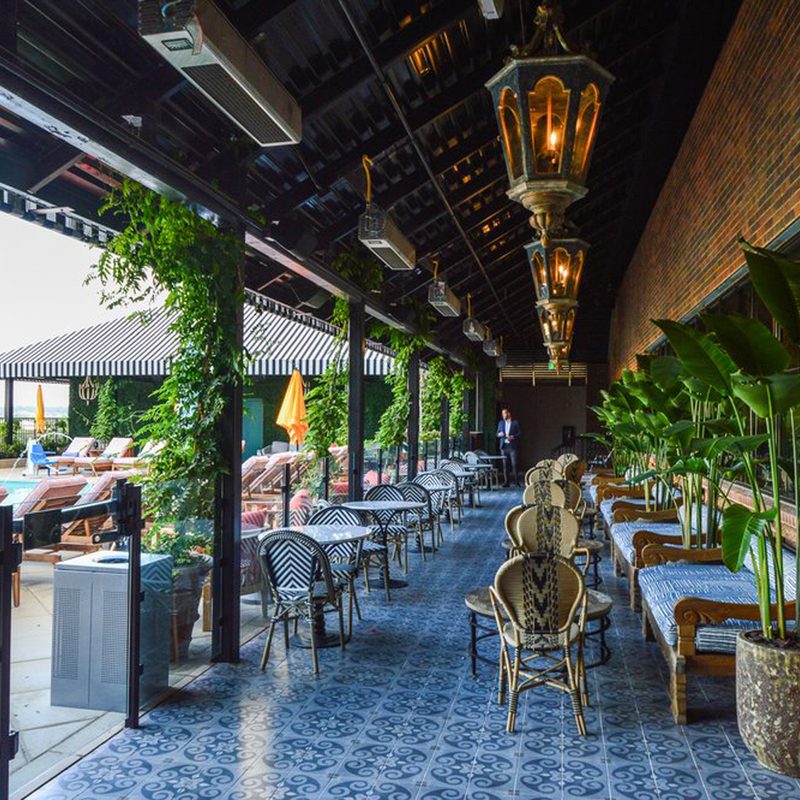 The outdoor dining area of Group Therapy