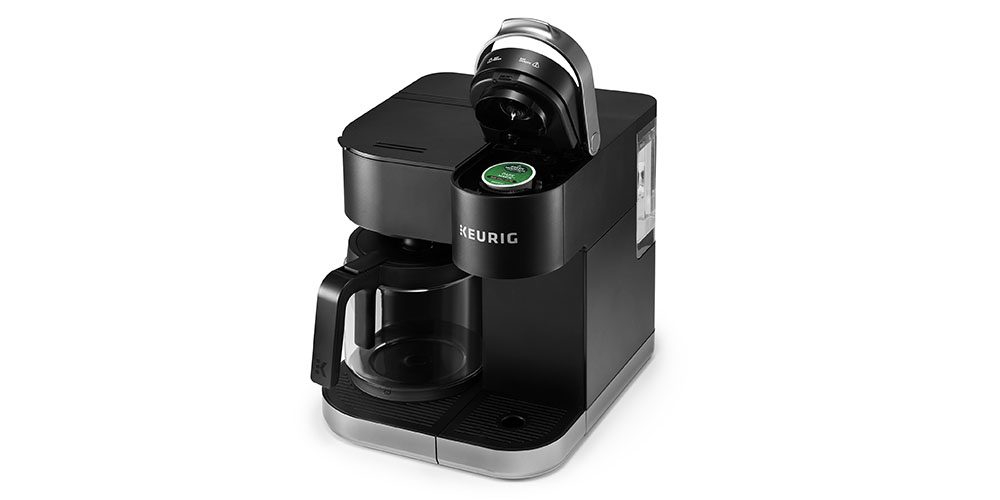 Keurig K-Duo Single Serve K-Cup Pod & Carafe Coffee Maker on a white background.