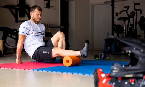 Stefan Svitko using a foam roller