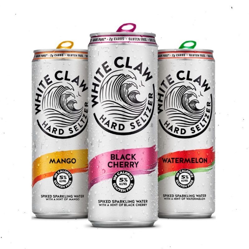 Various flavors of White Claw in a white backdrop.