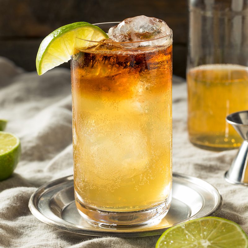 Boozy Rum Dark and Stormy cocktail with lime