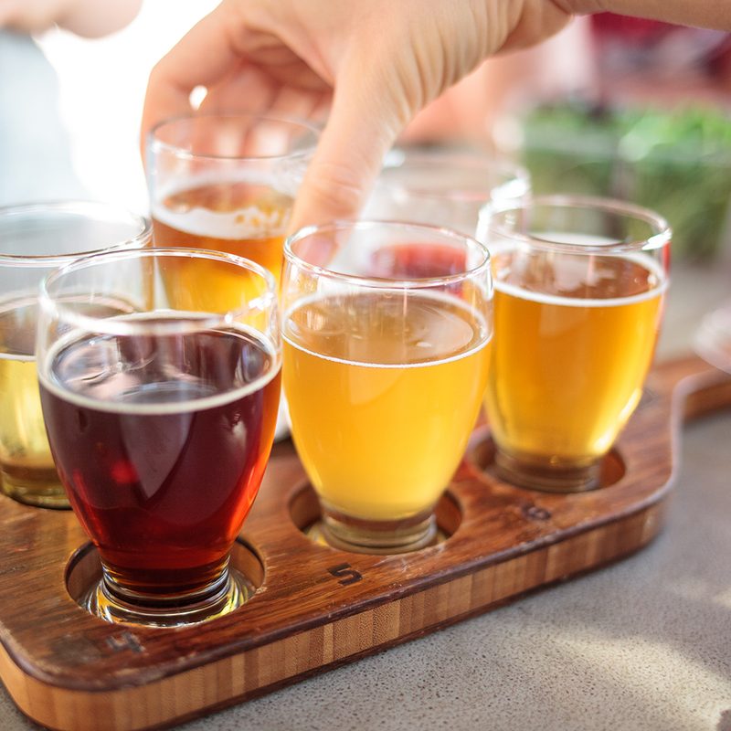 Flight of beers.