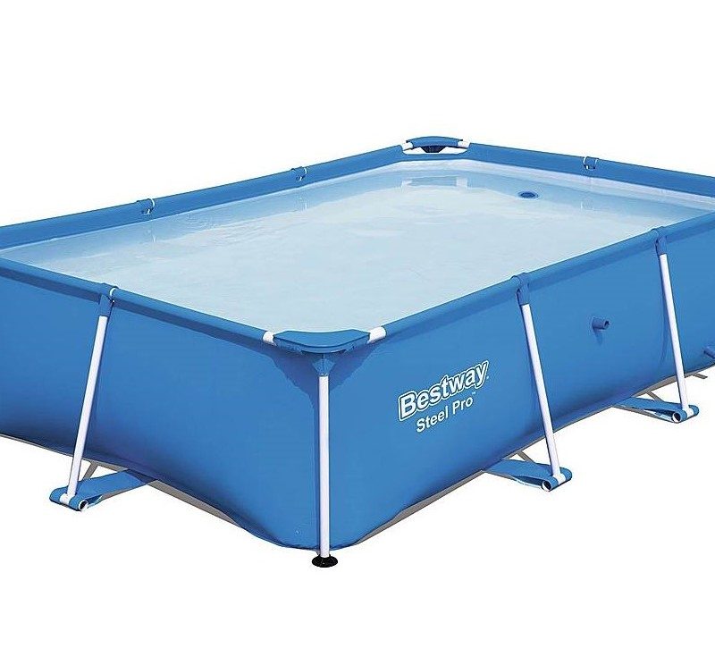 Bestway Above Ground Pool Frame all set up on white background.